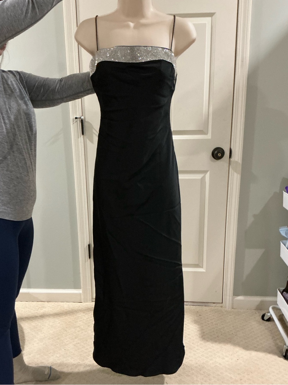 Hello Molly Black Maxi Dress with Silver Sequin Trim